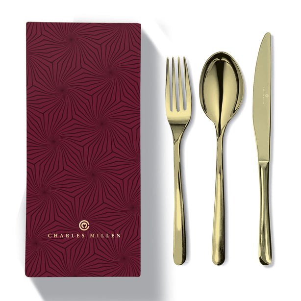 Charles Millen Signature Collection Pelissier 12 Piece Dining Cutlery Set, Gold
