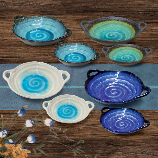 Tsuru Seasonal Japanese Tableware Collection Serving Dish With Handle, Sac313