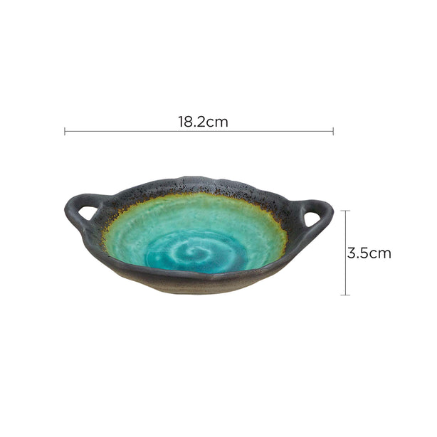 Tsuru Seasonal Japanese Tableware Collection Serving Dish With Handle, Sac303