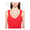 Red Sleeveless Design V-Neckline Fitted Bodice Maxi Length Straight Skirt