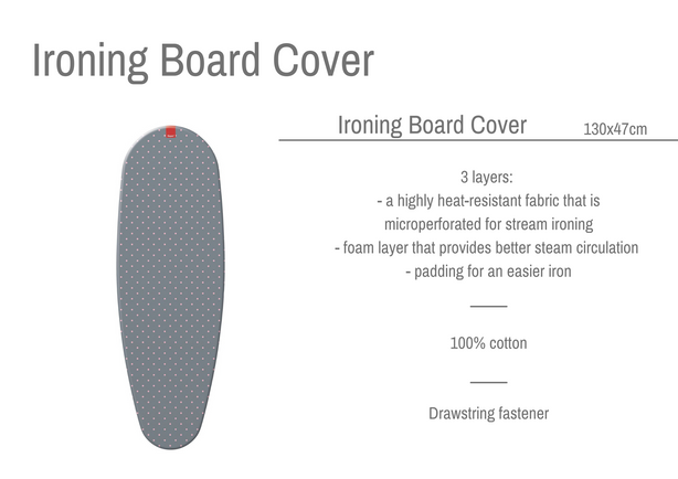 R6112.04 Rayen Classic Ironing Board Cover (Grey with Polka Dots)