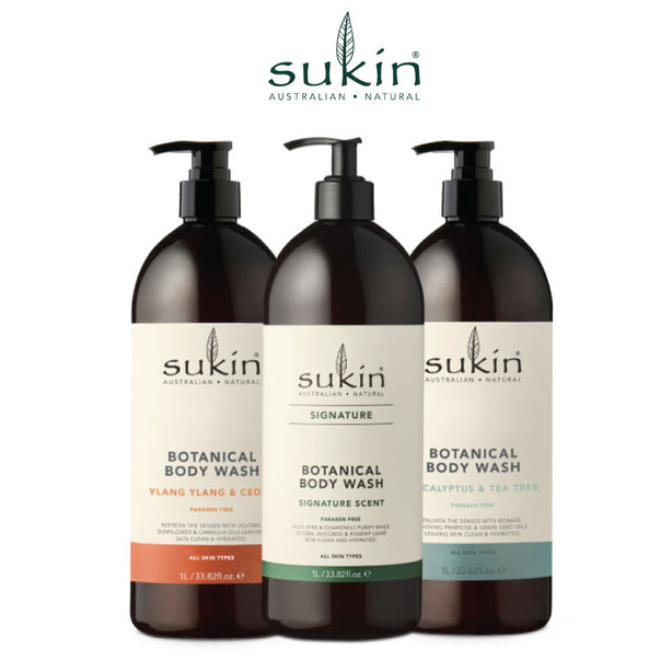 Sukin Botanical Body Wash 1Lx3 (Signature + Eucalyptus & Tea Tree + Ylang Ylang & Cedar)