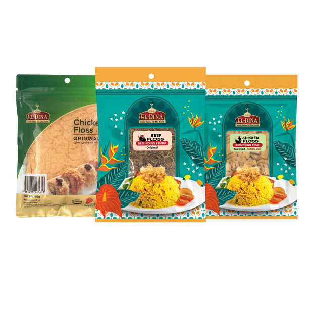 [Bundle of 3] EL-Dina Beef/Chicken/Seaweed Floss 80g Halal