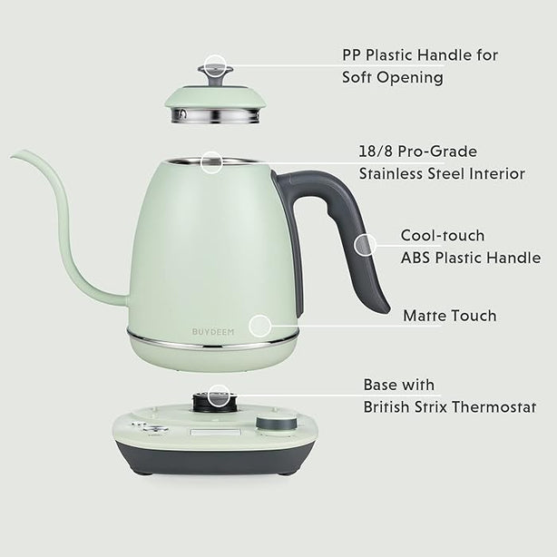 Bd61345 Buydeem Electric Gooseneck Kettle 0.8L (Green)
