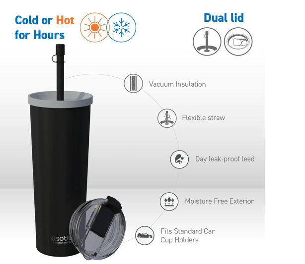 Aict27Bk Asobu Ocean Tumbler Black 800Ml