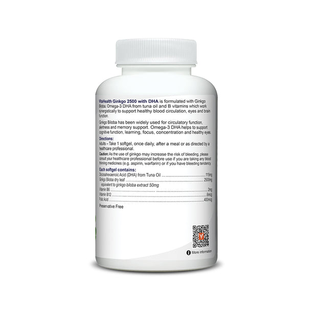 VitaHealth Ginkgo 2500 with DHA  60s