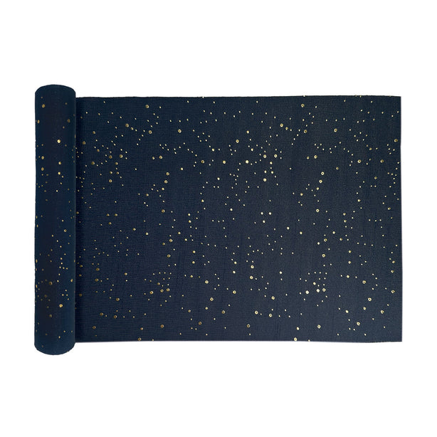Charles Millen Suite Collection Tableau Table Runner, Ta07 Navy/Gold Dots