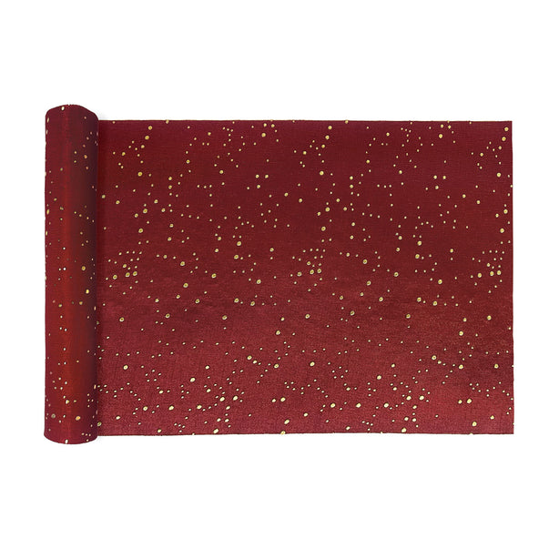 Charles Millen Suite Collection Tableau Table Runner, Ta08 Burgundy/Gold Dots