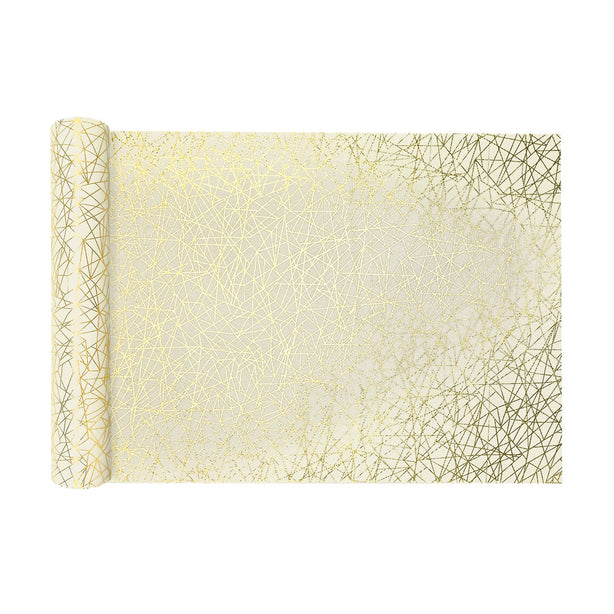 Charles Millen Suite Collection Tableau Table Runner, Ta04 Ivory/Gold Lines