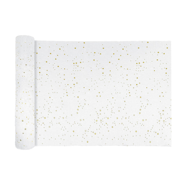 Charles Millen Suite Collection Tableau Table Runner, Ta05 White/Gold Dots