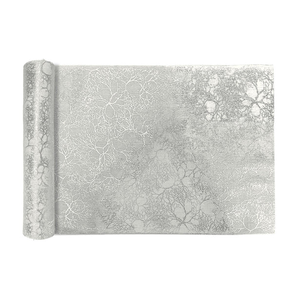 Charles Millen Suite Collection Tableau Table Runner, Ta02 Ivory/Silver Flora