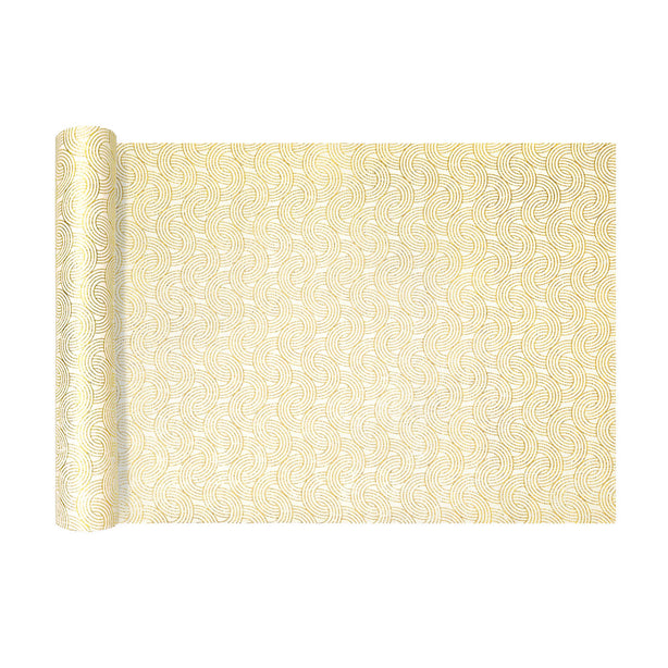 Charles Millen Suite Collection Tableau Table Runner, Ta03 Ivory/Gold Circle