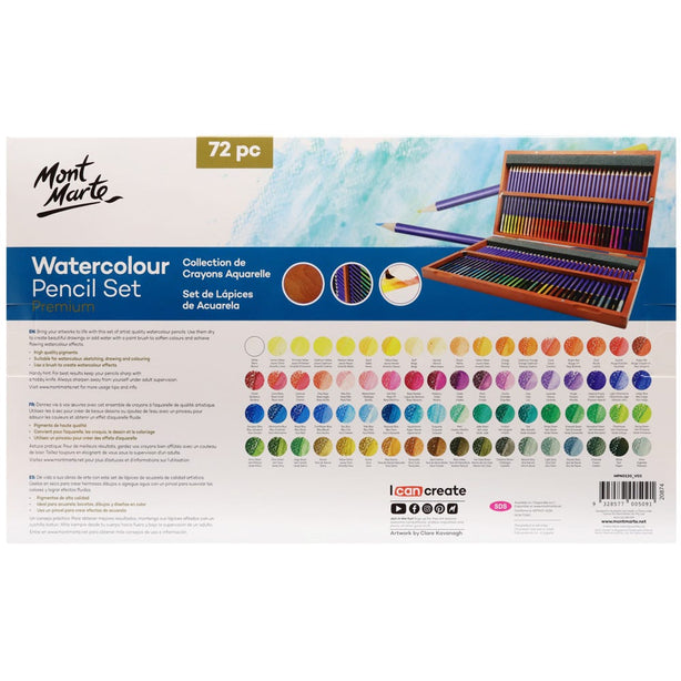 Mont Marte Premium Watercolour Pencils Box Set 72pc