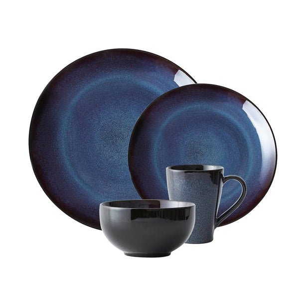 Rustic 16pcs Dining Set - Indigo Blue