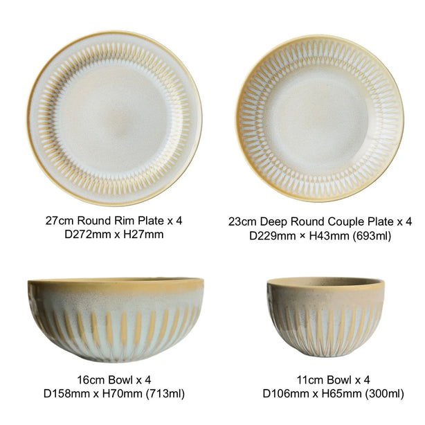 Cottage 16pcs Dining Set - Almond
