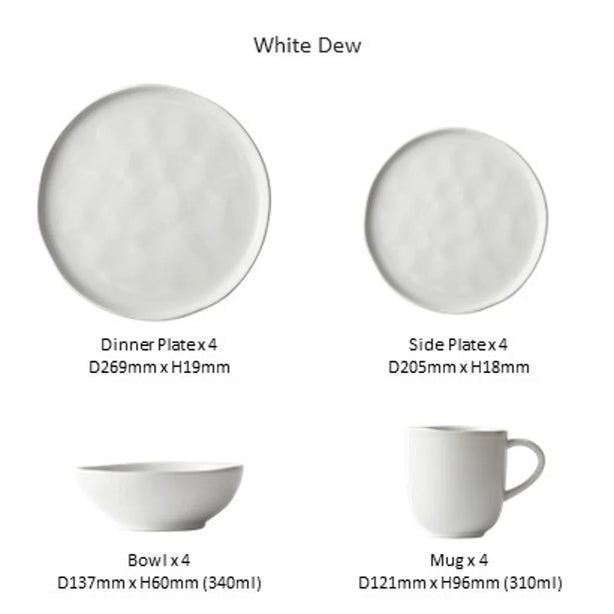 Ripple 16pcs Dining Set - White Dew