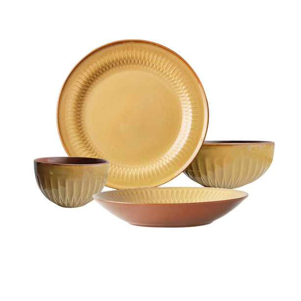Cottage 16pcs Dining Set - Caramel