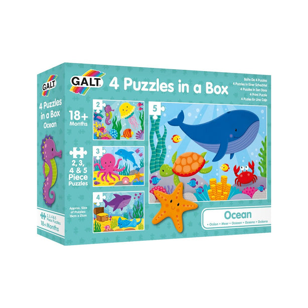 Galt 4 Puzzles In A Box (Farm / Vehicles / Dinosaurs / Jungle / Woodland / Animals / Ocean)