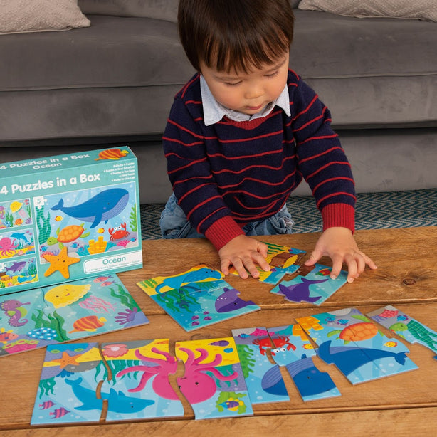 Galt 4 Puzzles In A Box (Farm / Vehicles / Dinosaurs / Jungle / Woodland / Animals / Ocean)