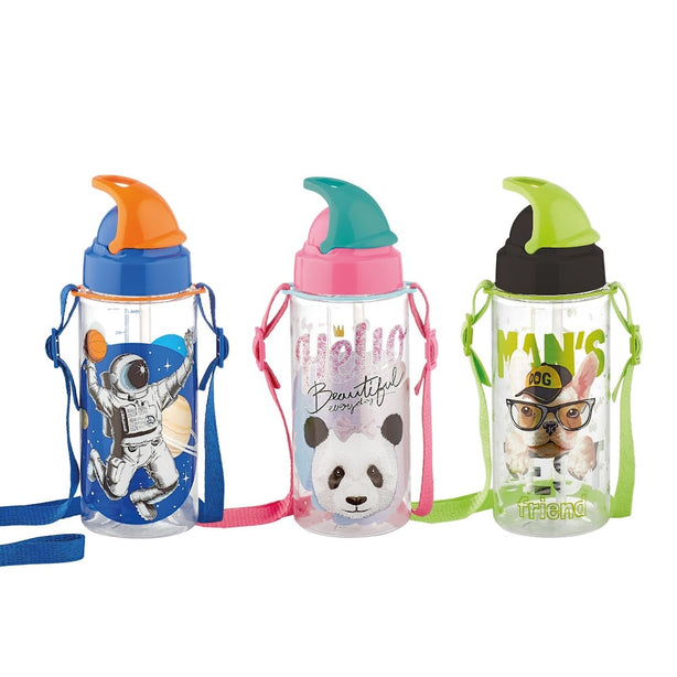 Renga Sonic Tritan Water Bottle With Straw And Shoulder Strap - 500ML