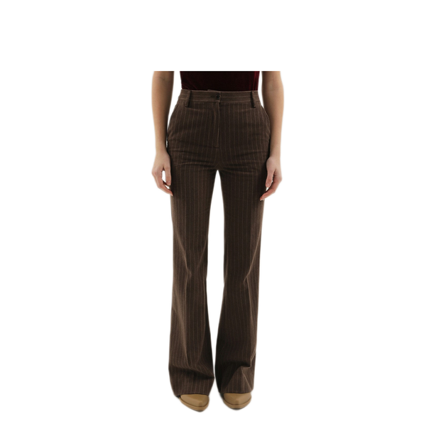 Brown Striped Flared Pants