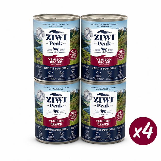 Bundled Buy 3 Get 1 Free 390g / 13.75oz Ziwi Peak Venison Dog Petfood Can