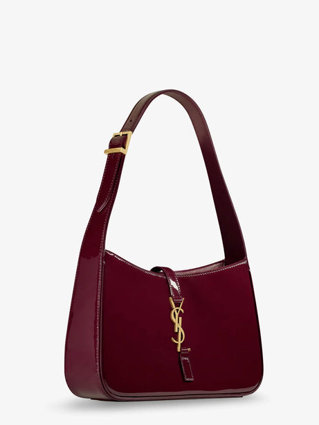 Saint Laurent LE 5 À 7 bordeaux patent leather shoulder bag - Dkredwine