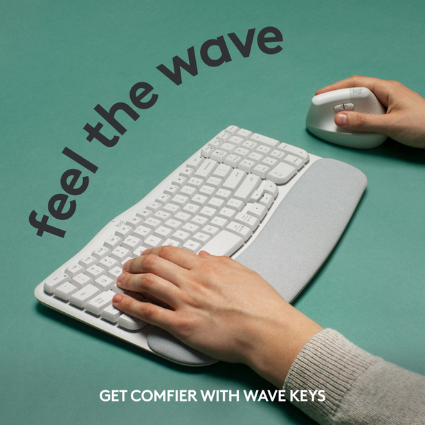 Logitech Wave Keys Ergonomic Wireless Keyboard Offwhite