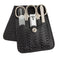 Giesen & Forsthoff Timor® 5-piece Manicure Set with glass nail file, in Black Braided Cowhide Leather Pouch