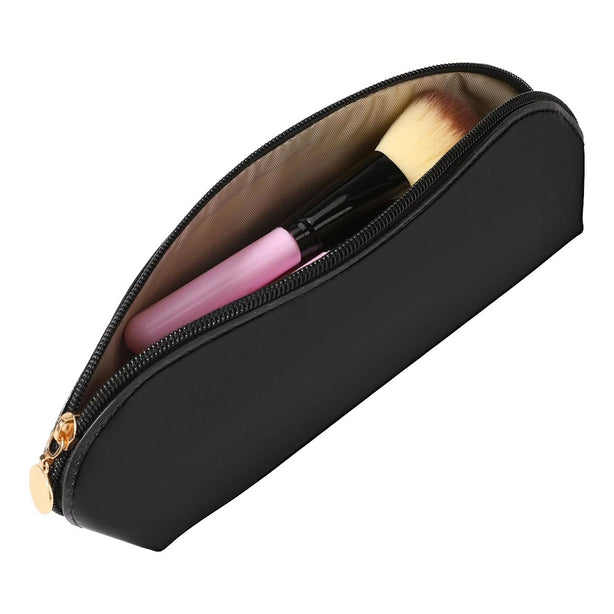 StitchesandTweed Travel Makeup Brush Holder, Portable Travel Cosmetic Brush Bag with Zipper, Makeup Brush Bag - Noir