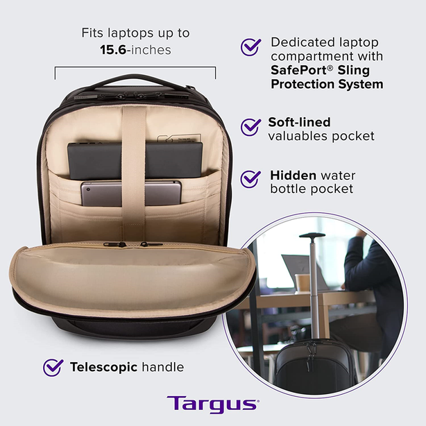 15.6” Ecosmart® Mobile Tech Traveler Rolling Backpack - Black