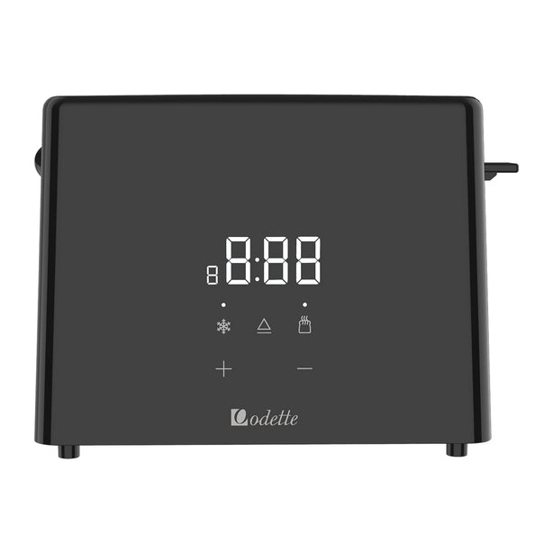Odette Advanced Digital Touch Panel 2-Slice Bread Toaster With Croissant Warming Rack (Black)