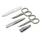 Giesen & Forsthoff Timor® 5-piece Manicure Set with glass nail file, in Black Braided Cowhide Leather Pouch