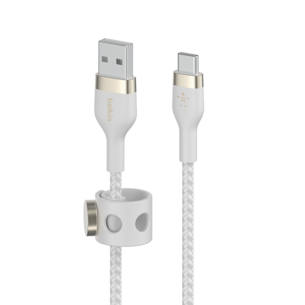 Belkin Usb-A To Usb-C, Braid Sil, 1M, White Magnetic Management