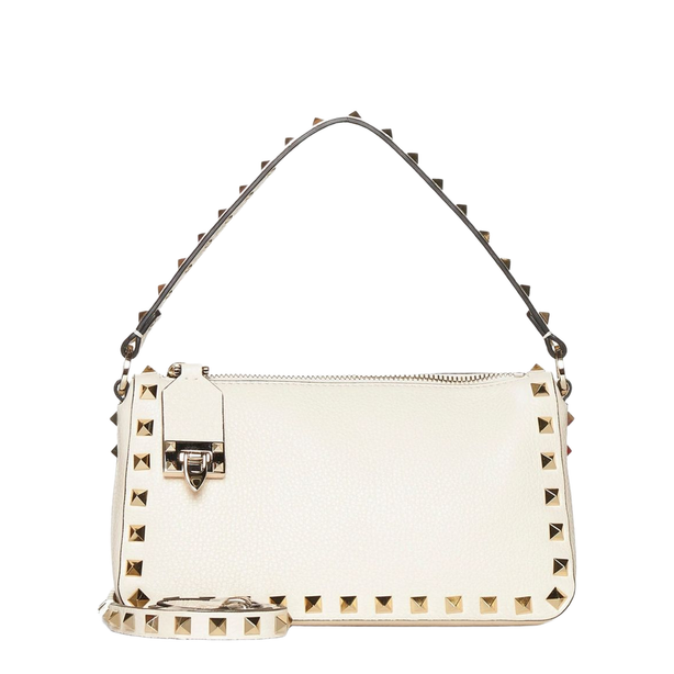 Rockstud Small Grainy Calfskin Crossbody - Stone