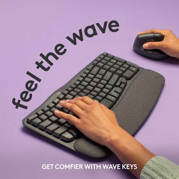 Logitech Wave Keys Ergonomic Wireless Keyboard Graphite