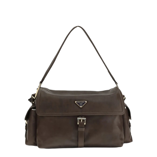 Explore Large Nappa Leather Shoulder Bag - Sienna