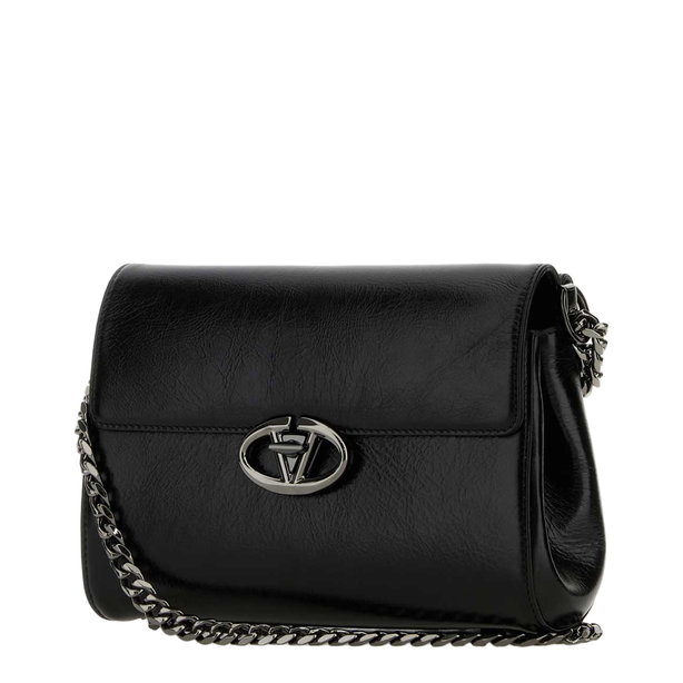 VLogo Medium Calfskin Shoulder Bag - Black