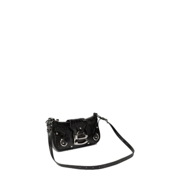 Essex Small Exotic Calfskin Shoulder Bag - Black