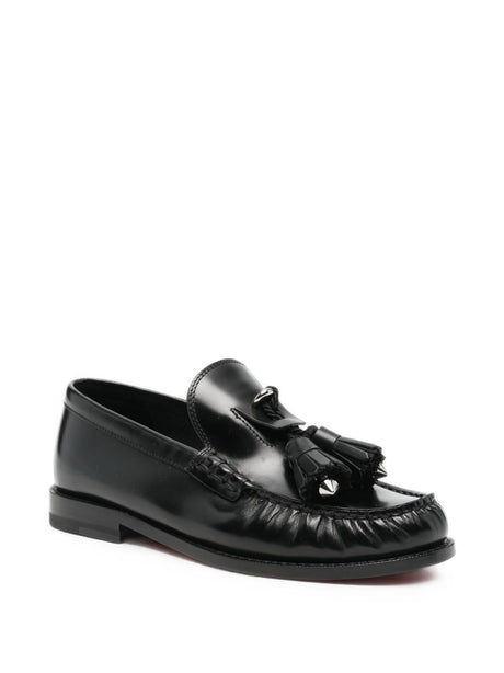 Christian Louboutin Black Polished Finish Tassel Detail Flat Shoes