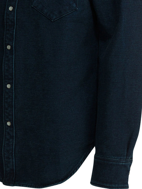 Rrl By Ralph Lauren Indigo suede western shirt - Blue