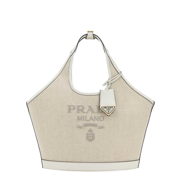 Medium Logo-Print Canvas Tote Bag - Naturale/Bianco