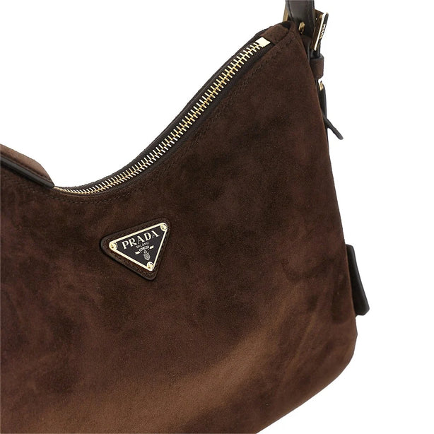 PRADA Suede leather medium 'Prada Aimée' bag