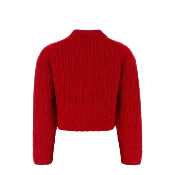 Red Wool Blend Cardigan