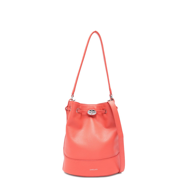 Mondà Daily Small Bovine Leather Bucket Bag - Red