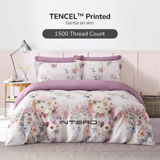 Intero MCD Lyocell Printed 1500TC Cooling Soft Luxury Bedding Fitted Sheet Set Gentle on Skin 1500 Thread Count