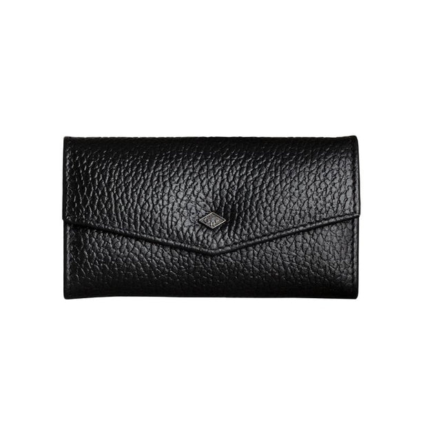 Giesen & Forsthoff Timor® 4-piece Manicure Set with glass nail file, in Black Grained Cowhide Leather Pouch