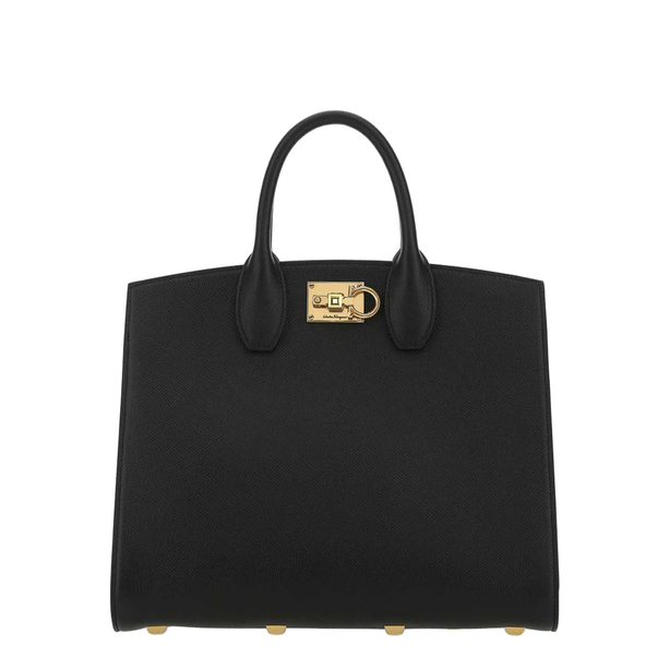 Studio Medium Calfskin Box Bag - Nero/Bonbon