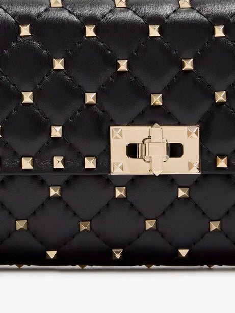 Valentino Garavani Rockstud Spike leather shoulder bag with iconic all-over studs - Nero