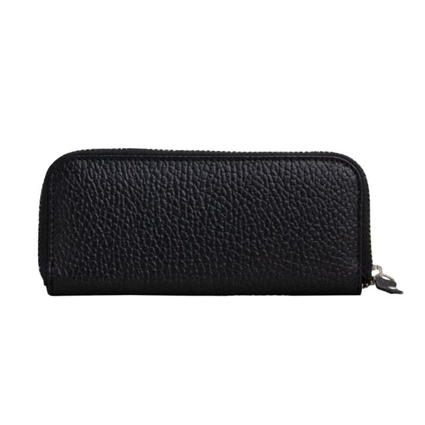 Giesen & Forsthoff Timor® 5-piece Manicure Set with glass nail file, in Black Grained Leather Zipper Pouch
